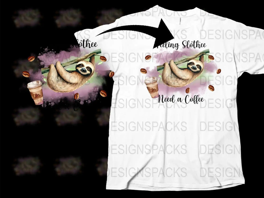 Funny Sloth T-Shirt, Need Coffee Graphic Tee, Lazy Sloth with Coffee, Cute Animal Shirt, Casual Unisex Apparel