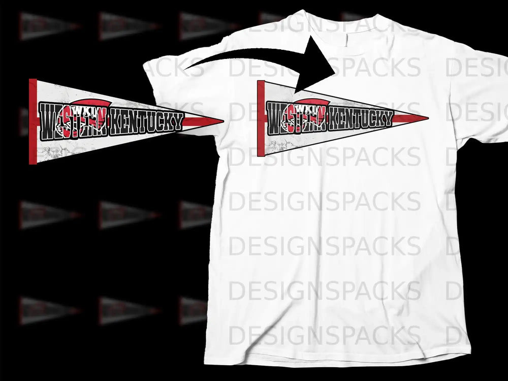 Western Kentucky Pennant T-Shirt Design on White Shirt