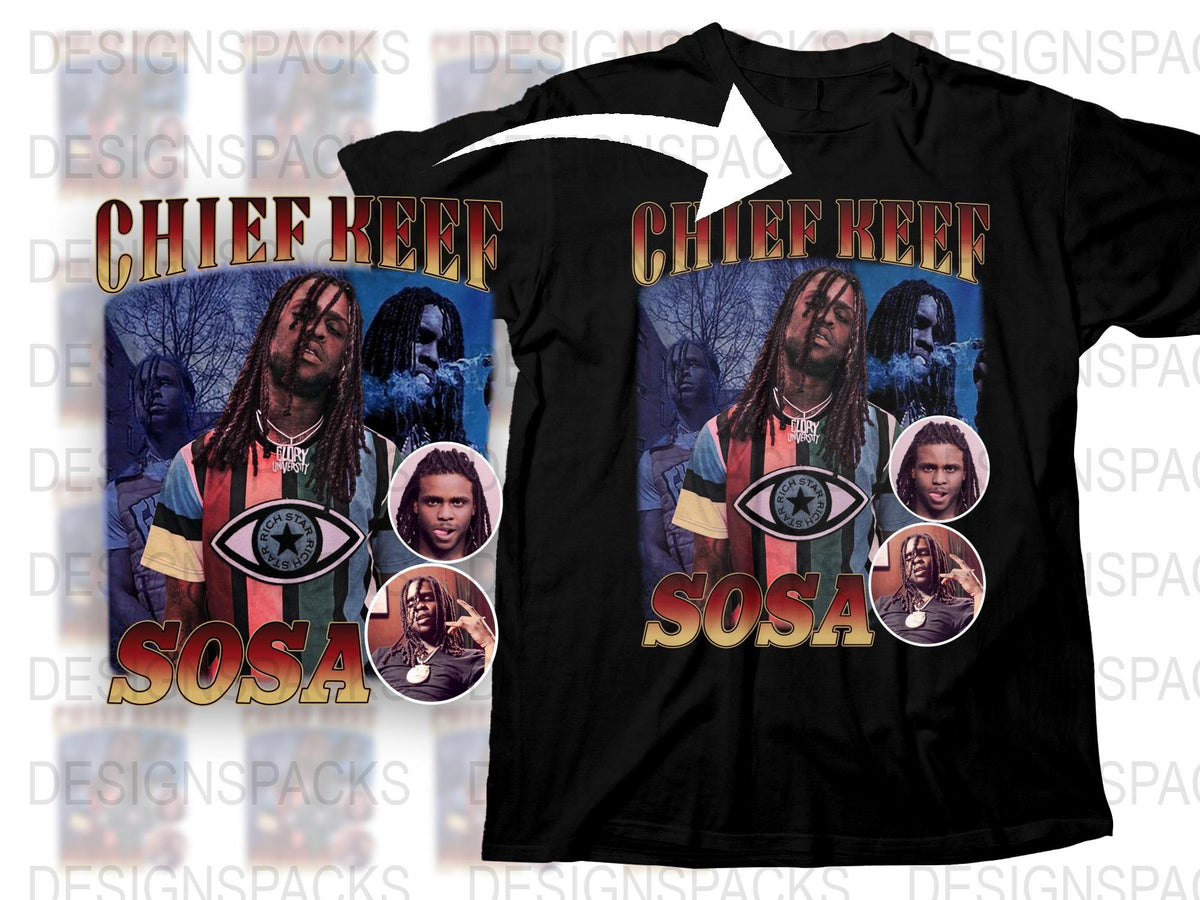 Chief Keef Sosa Graphic T-Shirt, Hip Hop Music Artist Tee, Urban Streetwear, Men's Fashion Top, Colorful Apparel