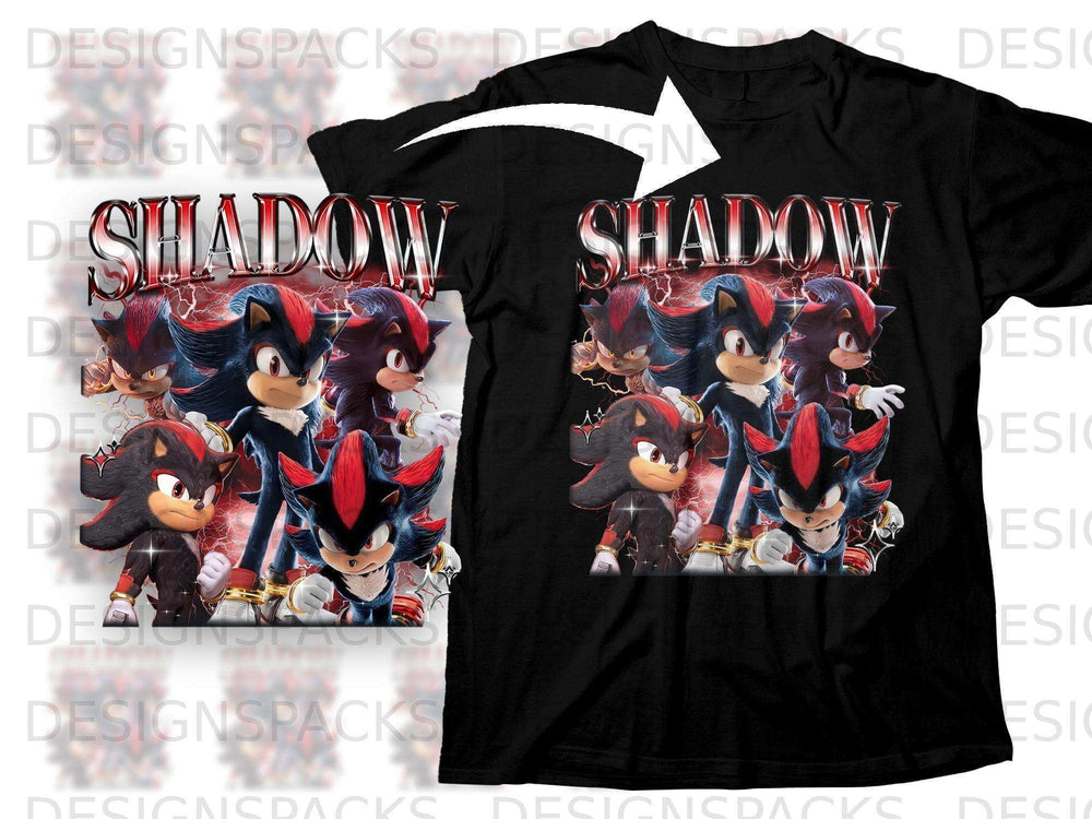 Black t-shirt featuring Sonic and Shadow characters from "Shadow the Hedgehog".