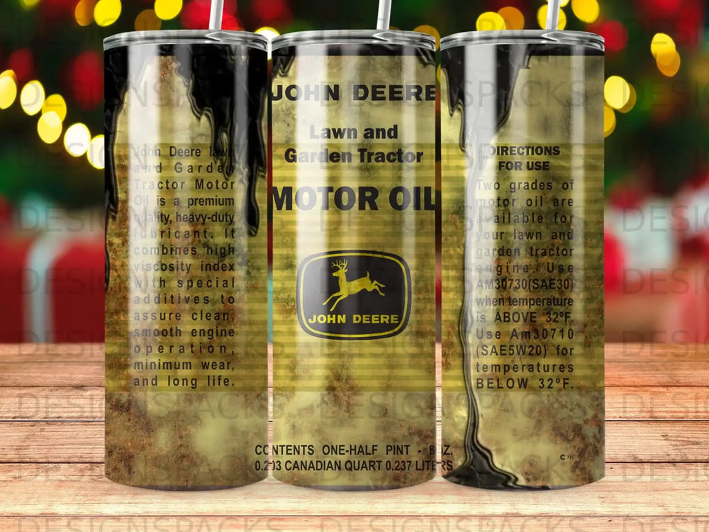 John Deere Lawn and Garden Tractor Motor Oil label with directions.