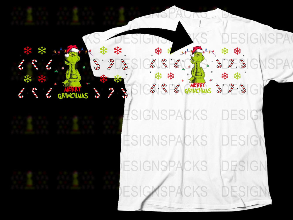 Merry Grinchmas T-Shirt, Christmas Grinch Graphic Tee, Holiday Festive Shirt, Unisex Adult Sizes