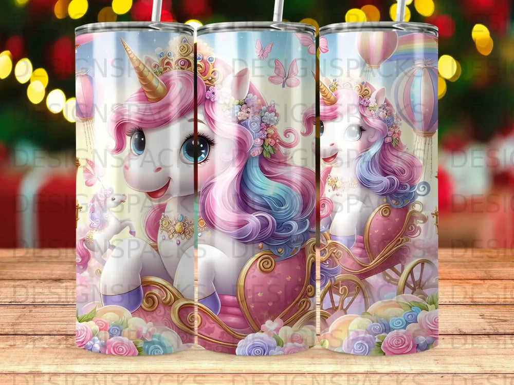 Unicorn Princess Carriage Hot Air Balloons Rainbow Flowers product type