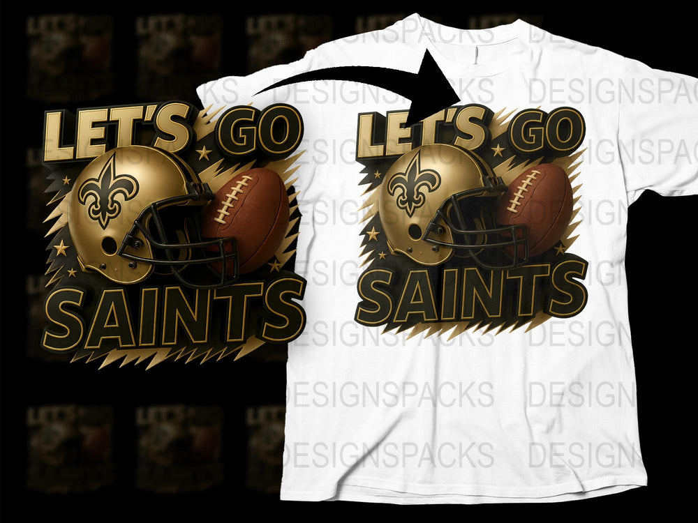 New Orleans Saints T-Shirt, Let's Go Saints Graphic Tee, Football Fan Apparel, Gift for Sports Fans