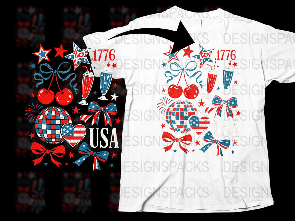 Patriotic T-Shirt USA Flag, 1776, Fireworks Design, Red White Blue, Men's Women's Summer Tee, 4th of July Outfit