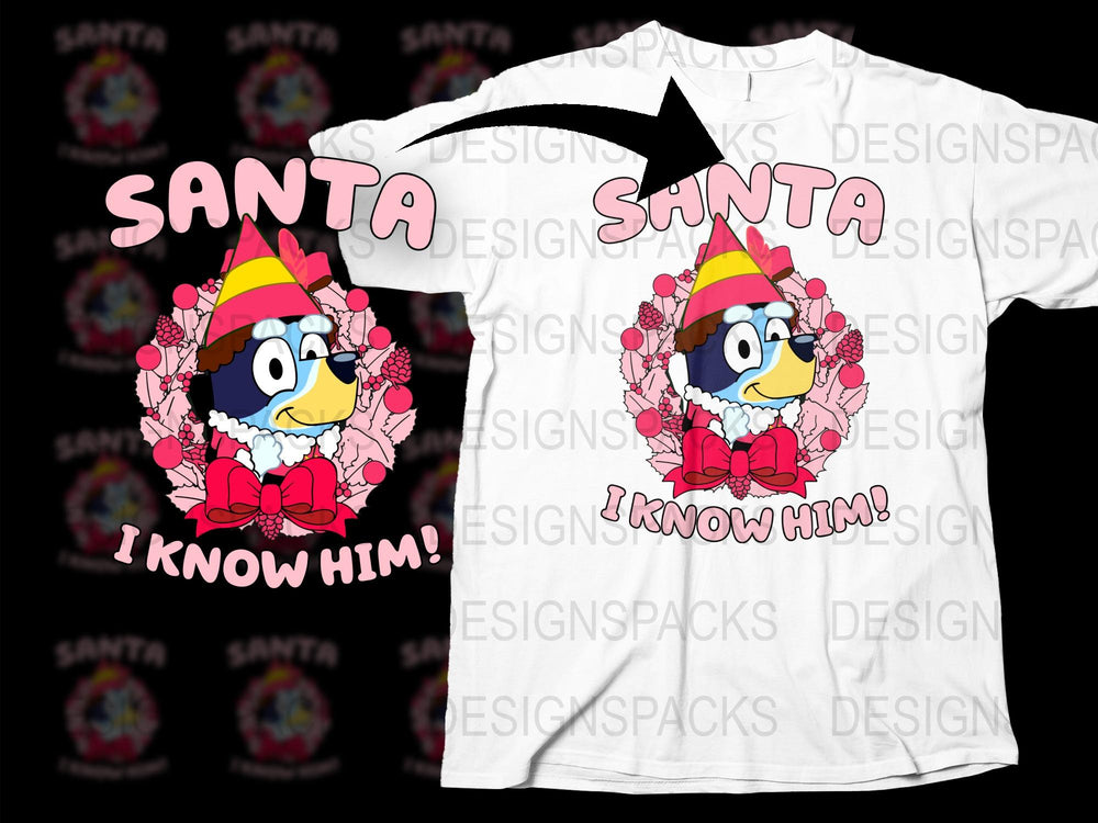 Funny Santa I Know Him Christmas T-Shirt, Cute Penguin Holiday Tee, Festive Winter Apparel for Family Celebrations