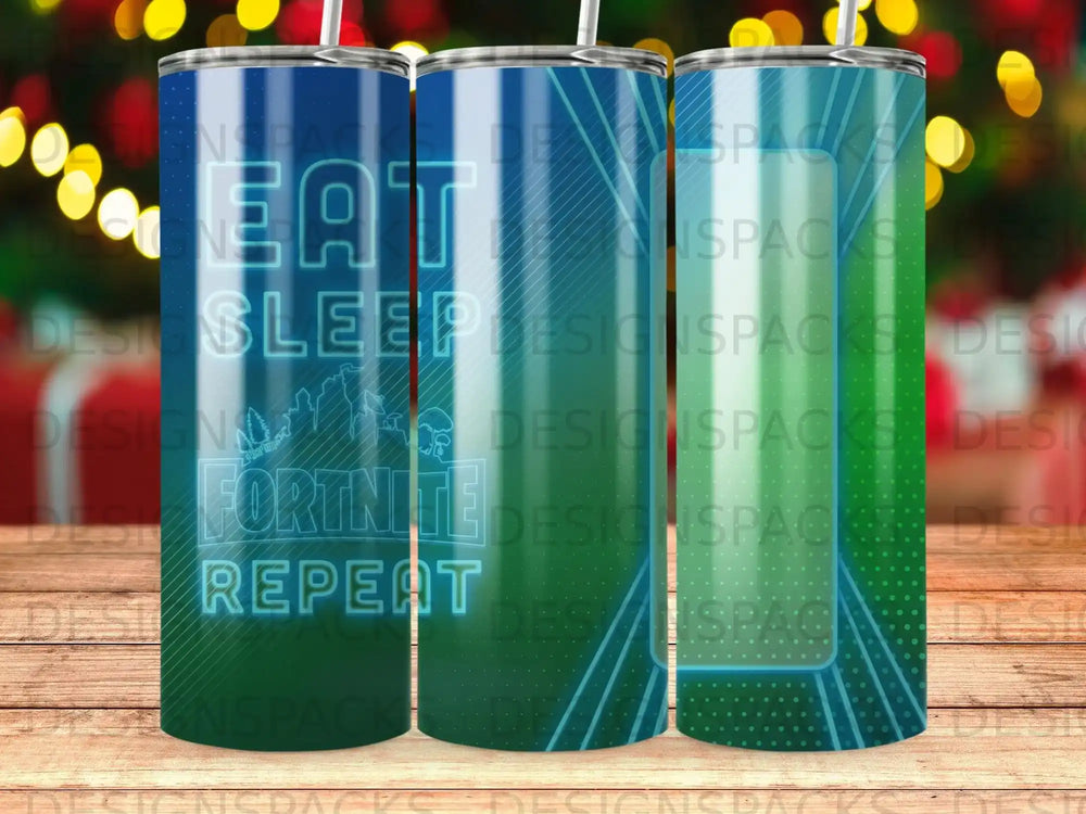 Eat Sleep Fortnite Repeat Neon Blue Green Product Type
