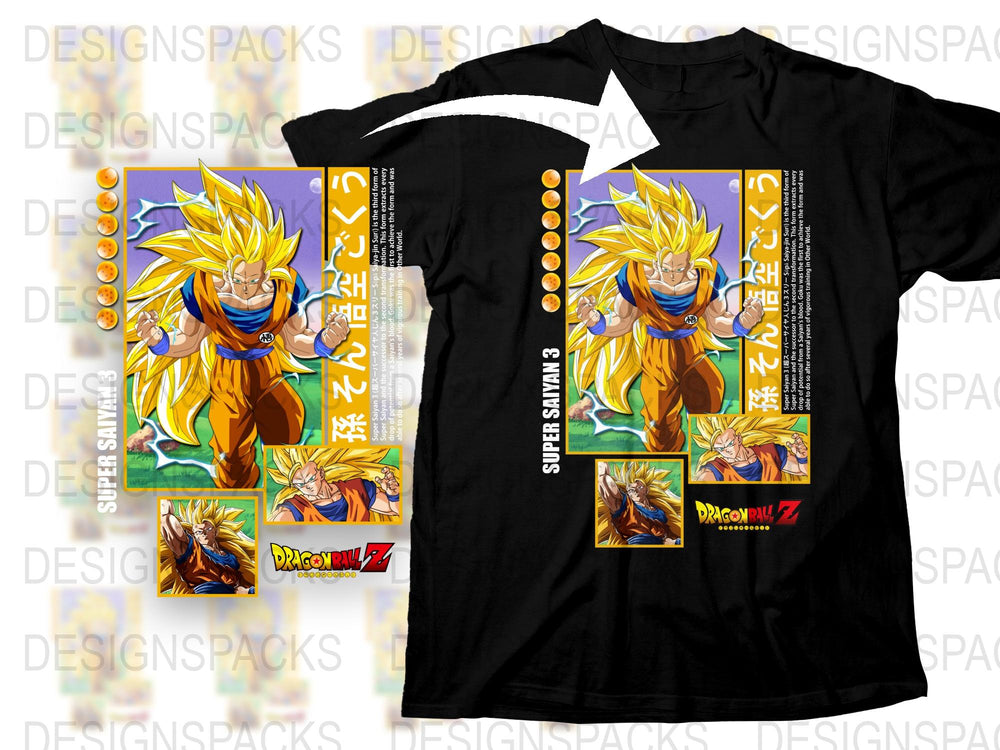 Dragon Ball Z Goku Super Saiyan 3 Graphic T-Shirt Anime Manga Fan Apparel Merchandise Colorful Tee
