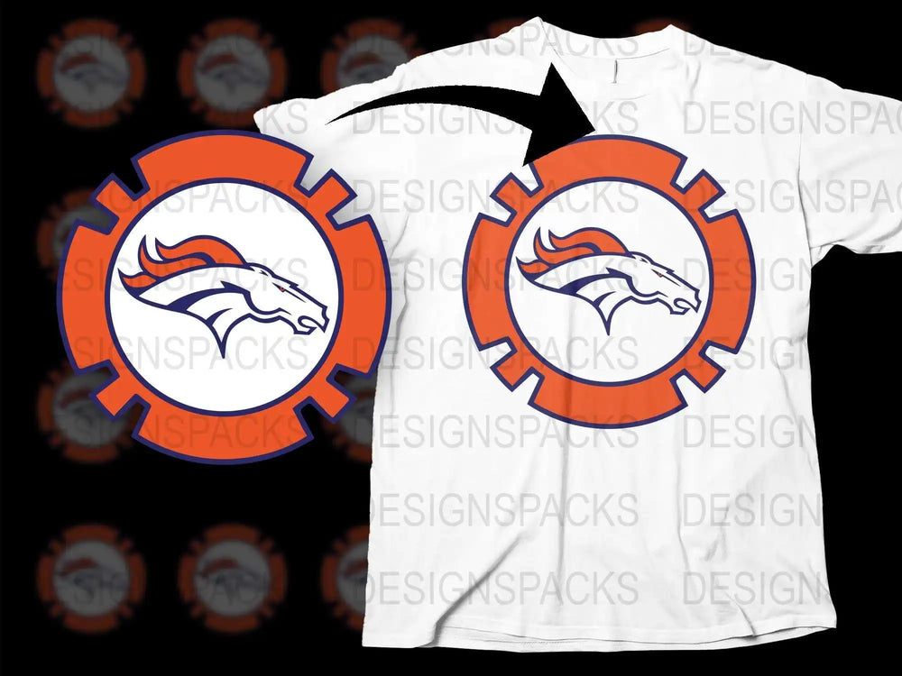 Orange and Blue Horse Logo Graphic T-Shirt, Unisex Sports Team Fan Apparel, Casual Summer Tee
