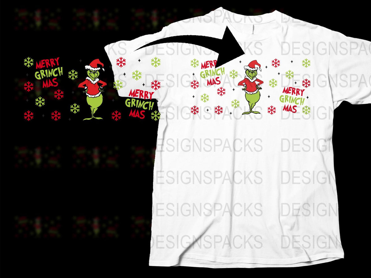Festive Grinch Merry Christmas T-Shirt, Holiday Funny Graphic Tee, Unisex Adult White Shirt