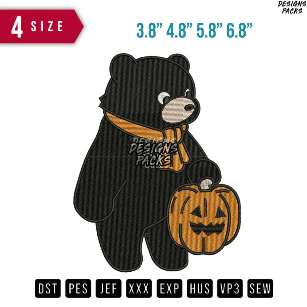 Bear Halloween Embroidery Design