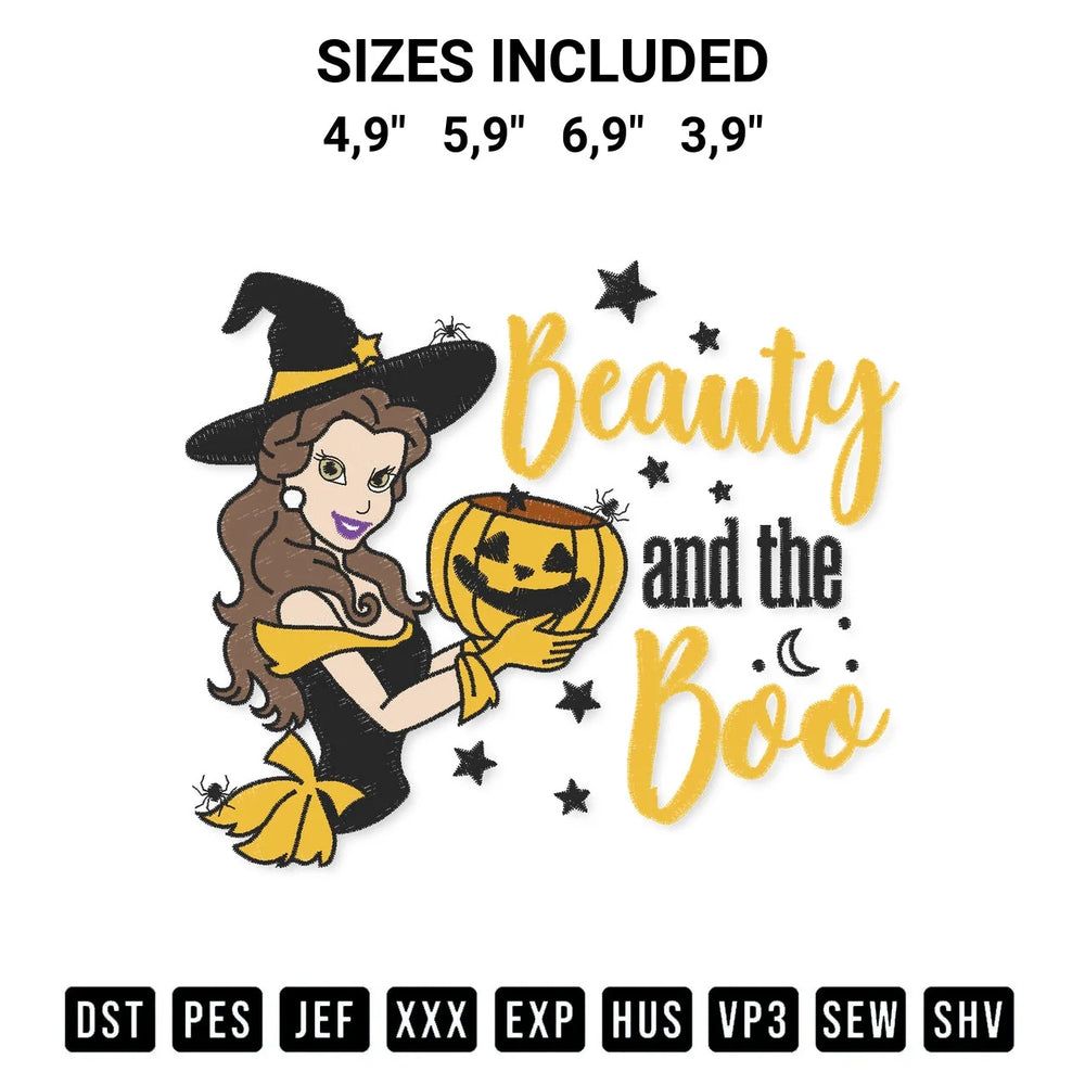 Beauty And The Boo Disney Halloween Princess Boo Pumpkin Witches Halloween Logo Embroidery Design