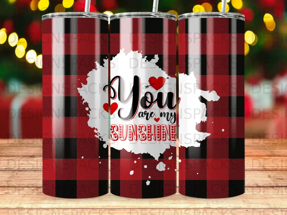 Red Black Plaid You are my Sunshine Hearts Tumbler product type