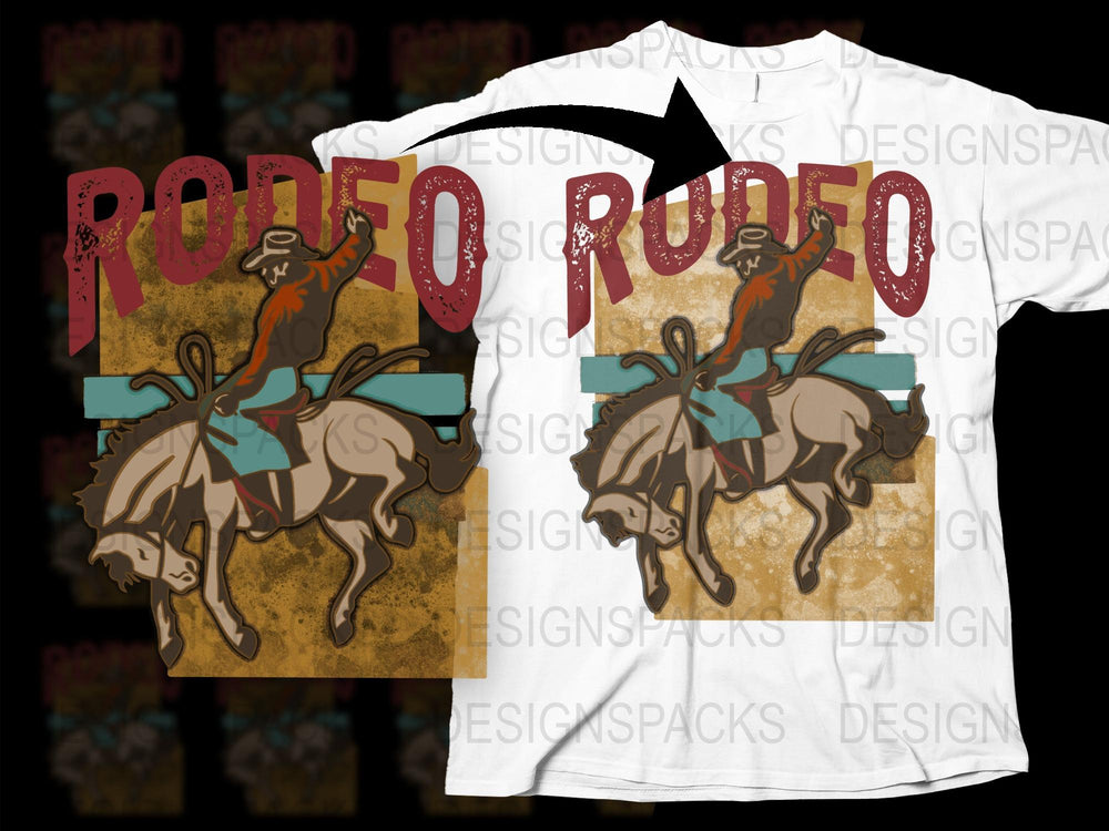 Rodeo Cowboy Riding Bull Vintage Graphic T-Shirt, Western Style Tee, Unisex Country Festival Apparel