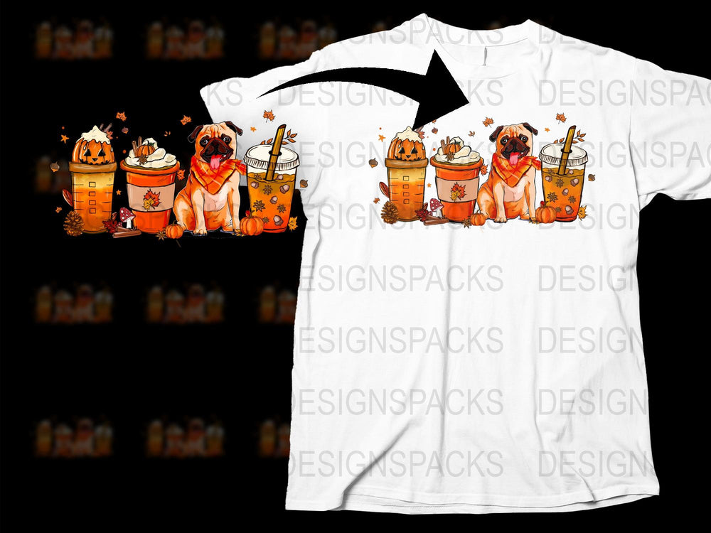 Autumn Dog T-Shirt, Pumpkin Spice Graphic Tee, Fall Season Fashion, Cute Beagle Shirt Design, Unisex Adult Clothing.