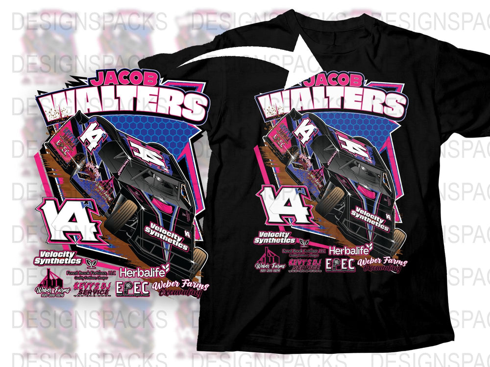 Custom Racing T-Shirt, Jacob Walters Velocity Dynamics Design, Personalized Motorsport Tee, Unique Gift for Racers