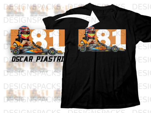Oscar Piastri McLaren F1 racing shirt with large number 81 graphic.