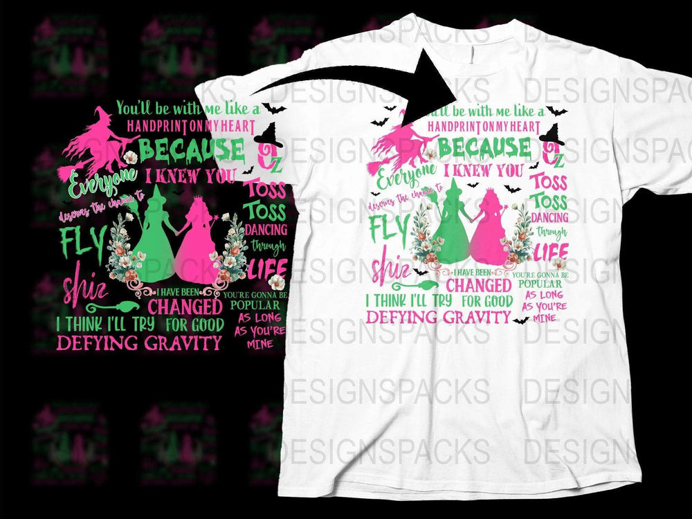 Wicked Musical Inspired T-Shirt, Broadway Fan Gift, Defying Gravity Quote, Pink and White Graphic Tee, Theatre Lover Apparel