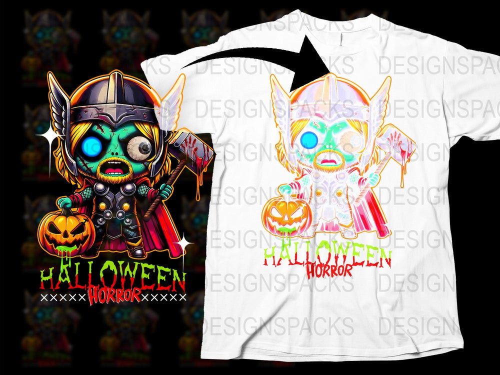 Halloween Horror T-Shirt, Chibi Zombie and Ghost Design, Spooky Cute Pumpkin Graphic Tee, Unisex