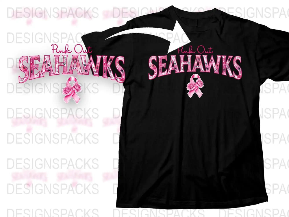 Pink Ribbon Sports T-Shirt, Black and Pink Athletic Tee, Team Support Apparel