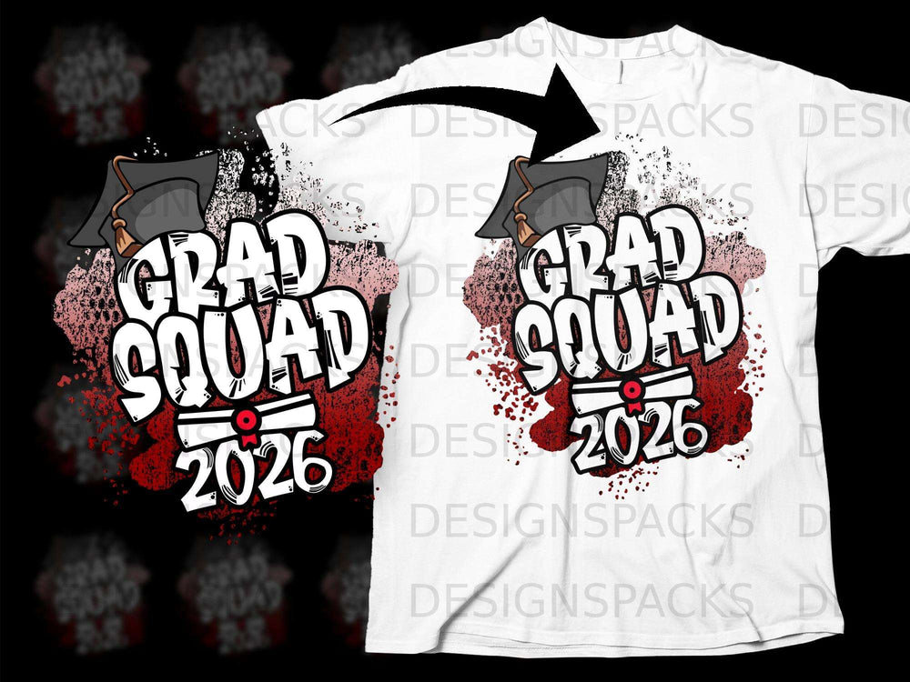 White t-shirt with "Grad