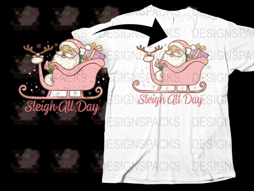 Santa Claus Sleigh All Day Funny Christmas T-Shirt, Holiday Graphic Tee, Unisex Festive Shirt