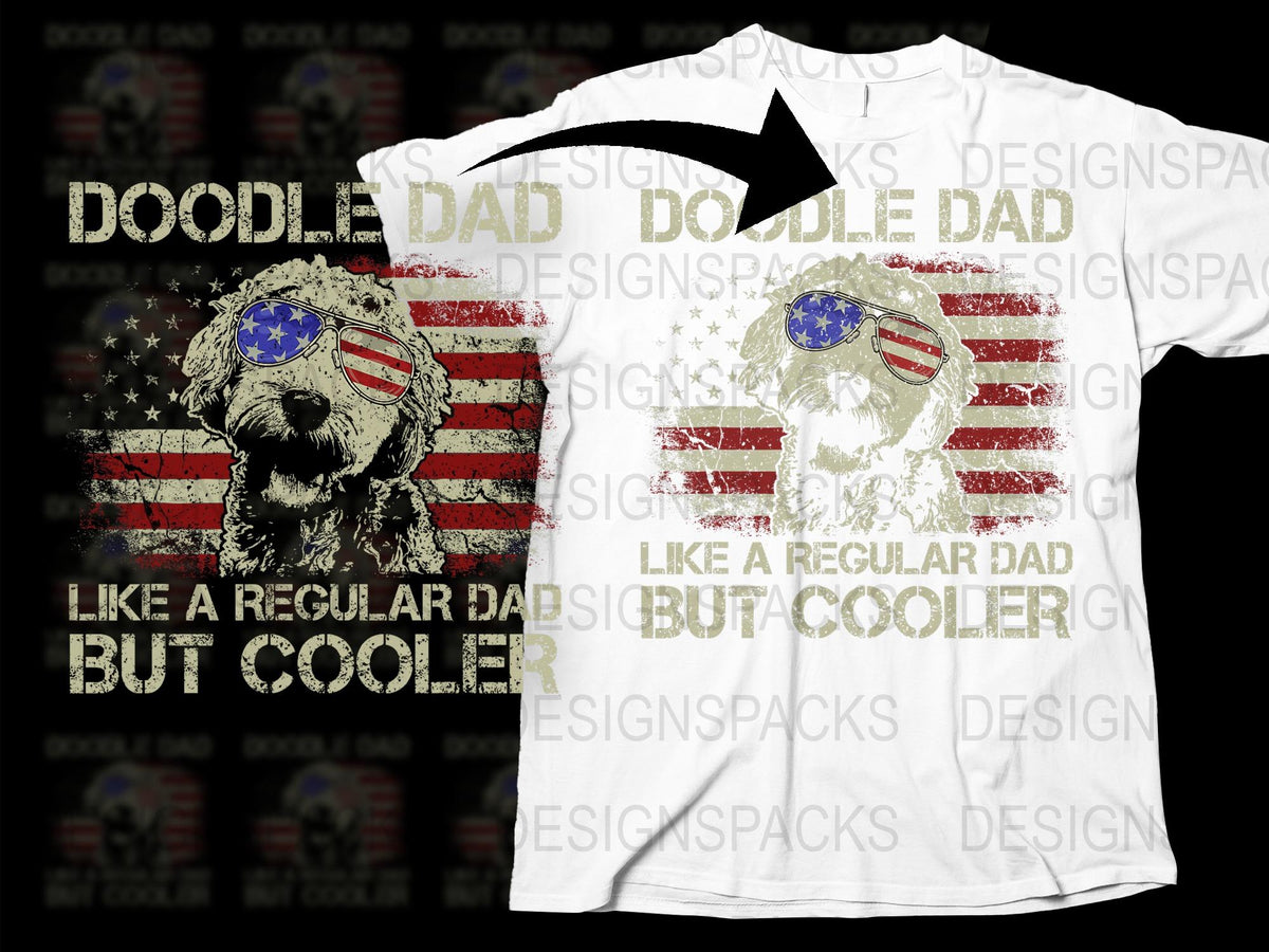 Doodle Dad T-Shirt, American Flag, Cool Dog Father Shirt, Patriotic Pet Owner Gift, Unique Men's Tee