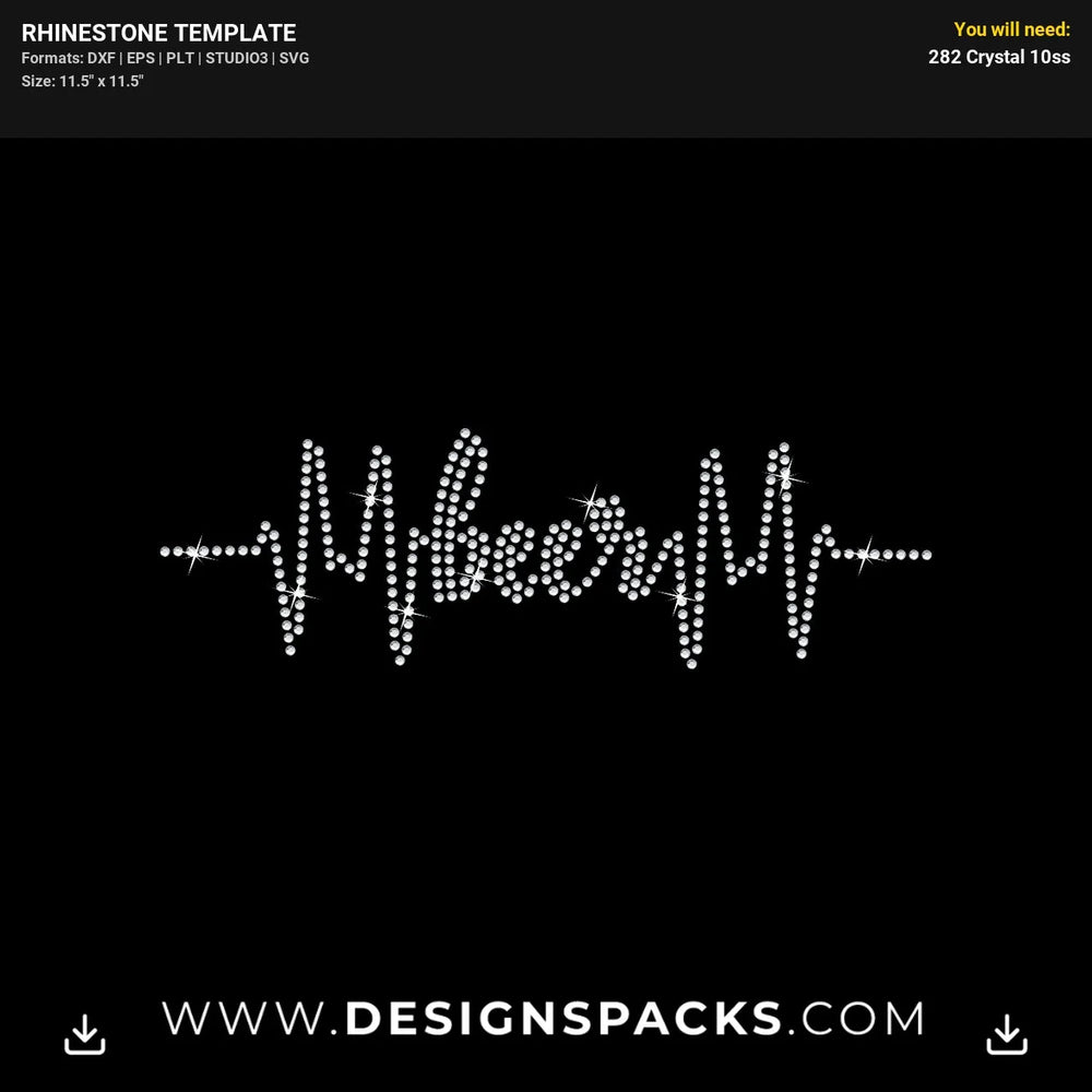 Beer Heart Line Beats Rhinestone Digital Template