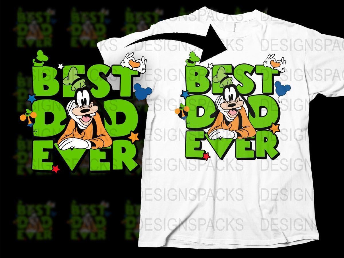 Best Dad Ever T-Shirt, Disney Goofy Graphic Tee, Father's Day Gift, Colorful Men's Shirt