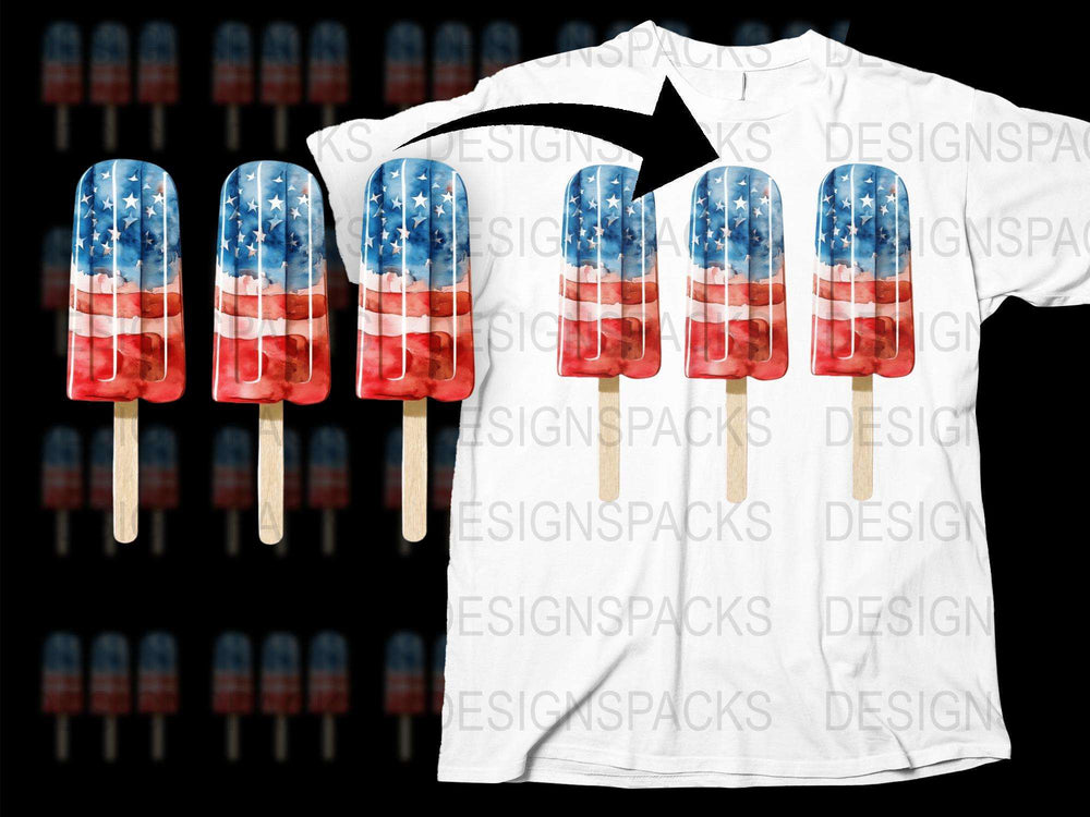 USA Flag Popsicle T-Shirt, Patriotic Summer Tee, American Flag Ice Cream, 4th of July Apparel