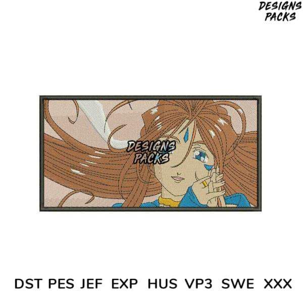 Anime girl embroidery design in PES, DST, JEF formats for machine embroidery projects