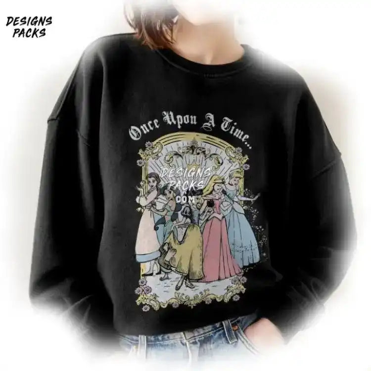 Belle Snow White Jasmine Aurora Cinderella Cartoon Princess Once Upon A Time Vintage Png Design