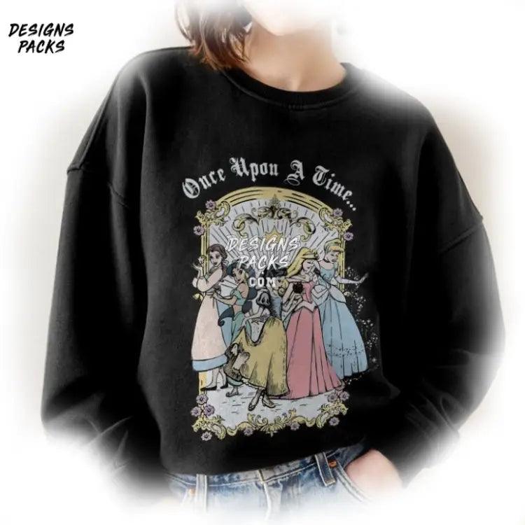 Belle Snow White Jasmine Aurora Cinderella Cartoon Princess Once Upon A Time Vintage Png Design