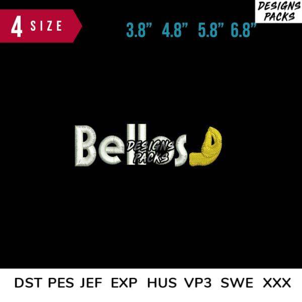 Bellos embroidery design in 4 sizes, compatible with DST PES JEF formats for instant download
