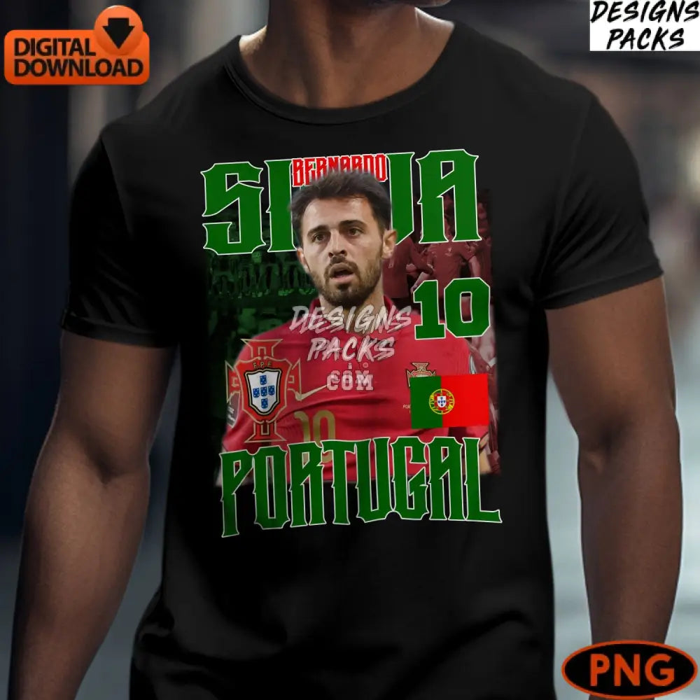 Bernardo Silva Portugal Soccer Digital Art Instant Download Football Fan Gift Sports Vibrant Png