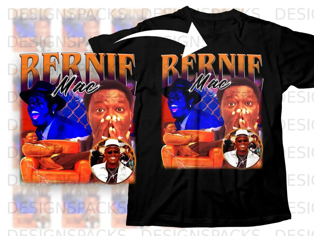 Bernie Mac t-shirt with collage of comedian's images.