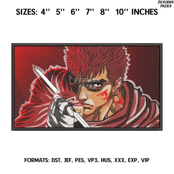 Berserk Embroidery Design File / Guts Berserk Anime Embroidery Design/. Pes Dst format