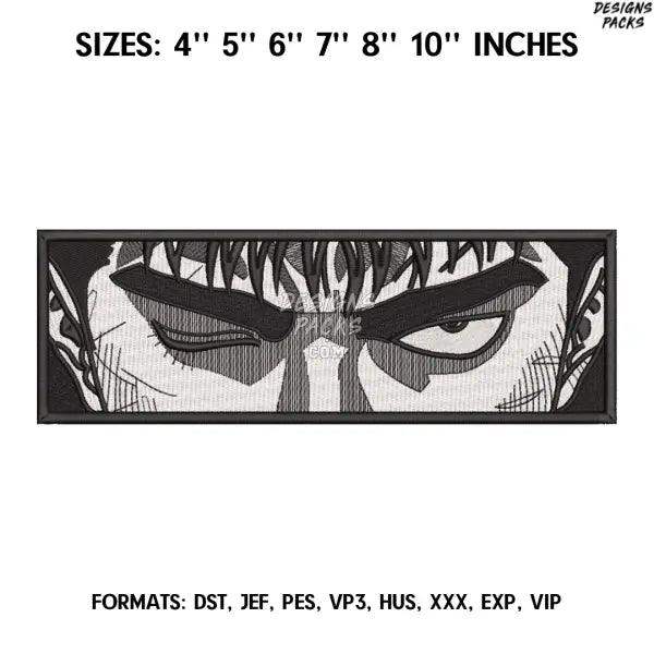 Berserk Eyes Embroidery Design File / Guts Berserk Anime Embroidery Design/. Pes Dst format