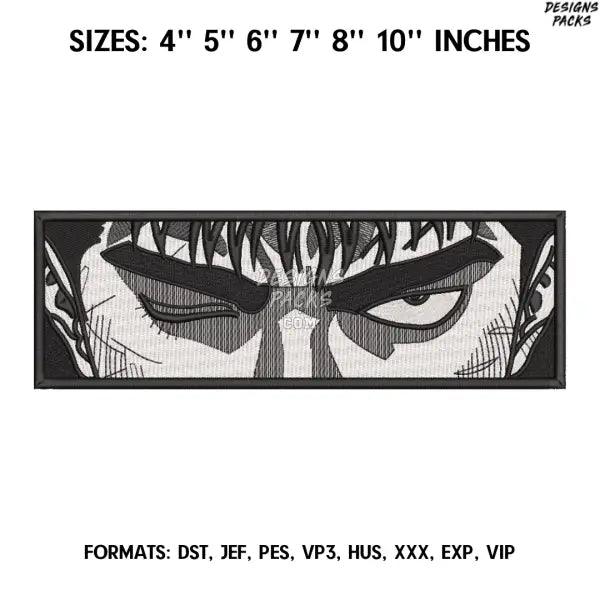 Berserk Eyes Embroidery Design File / Guts Berserk Anime Embroidery Design/. Pes Dst format