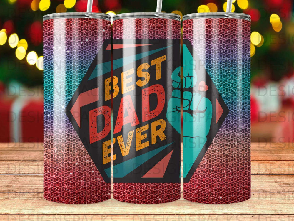 Best Dad Ever Fist Bump Tumbler Digital Wrap Design