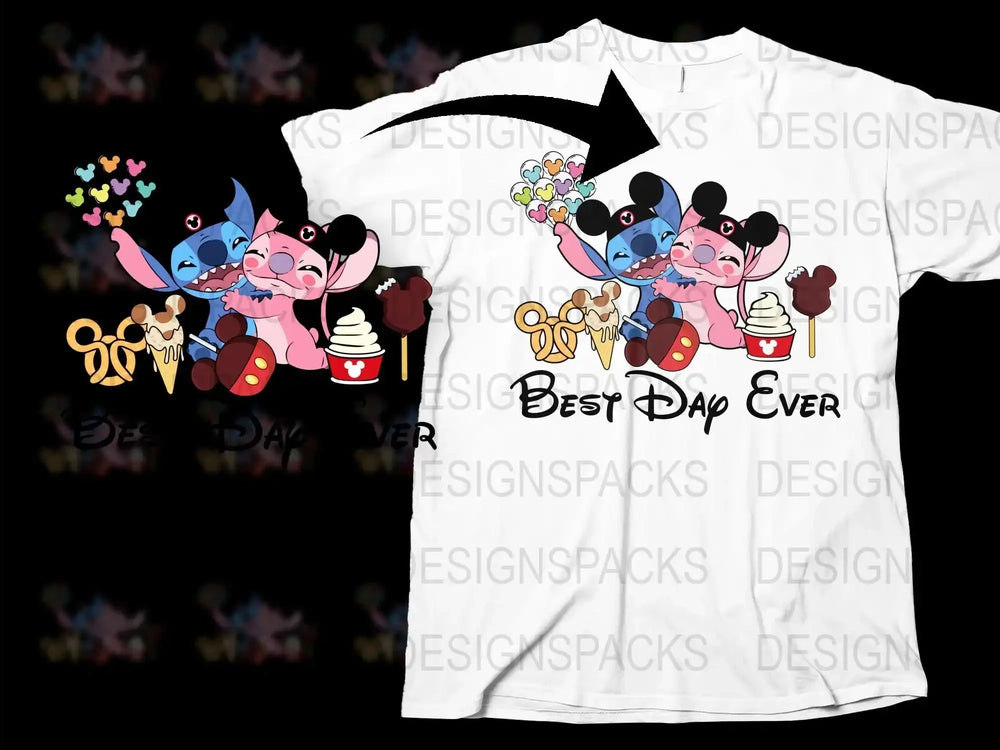 Cartoon Alien Best Day Ever T-Shirt, Cute Character Ice Cream Graphic Tee, Fun Kids and Adult Summer Apparel