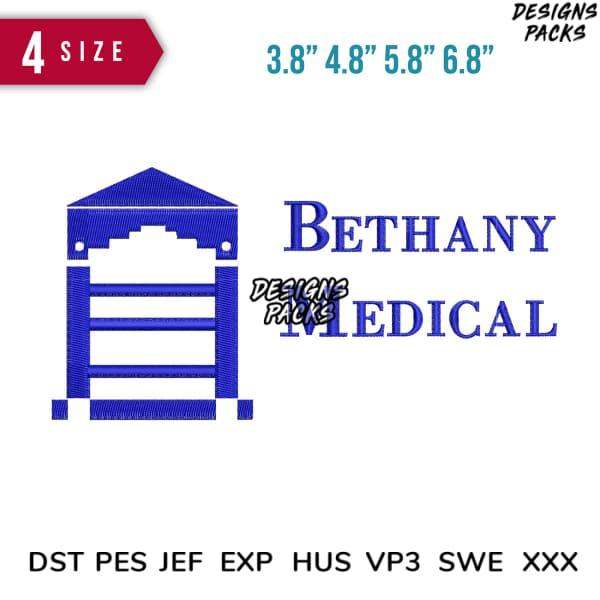 Bethany Medical embroidery design in 4 sizes, compatible with DST PES JEF EXP HUS VP3 SWE XXX formats