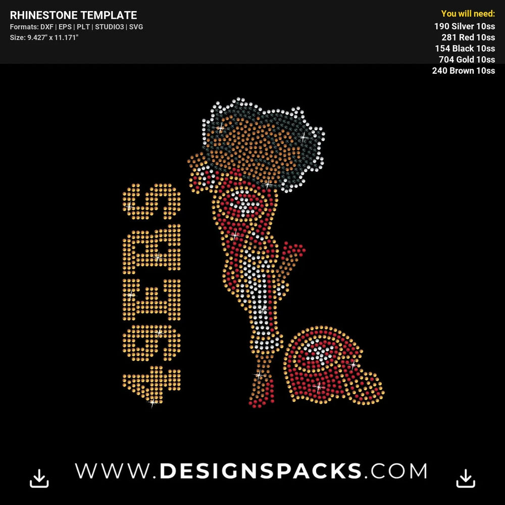 Betty Boop 49Ers Rhinestone Digital Template