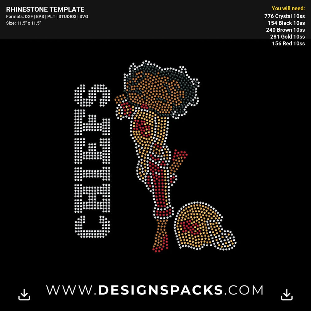 Betty Boop Chiefs Rhinestone Digital Template