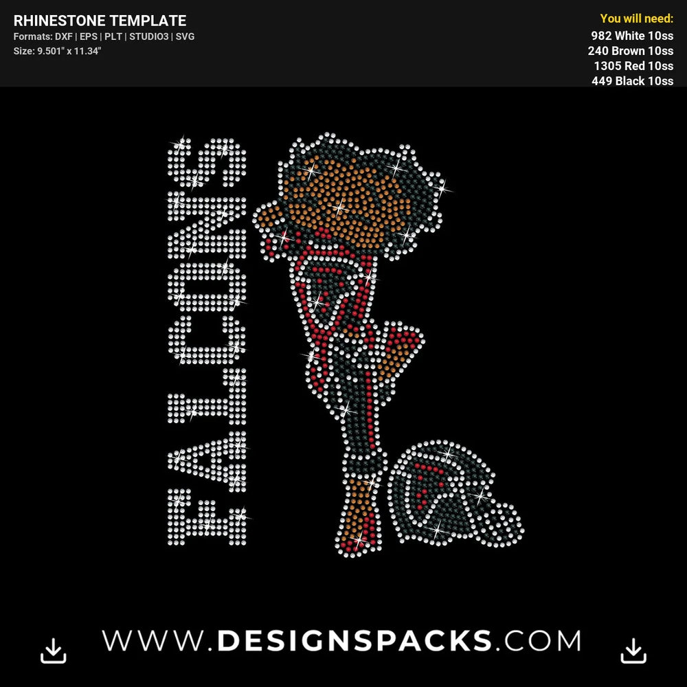 Betty Boop Falcons Rhinestone Digital Template