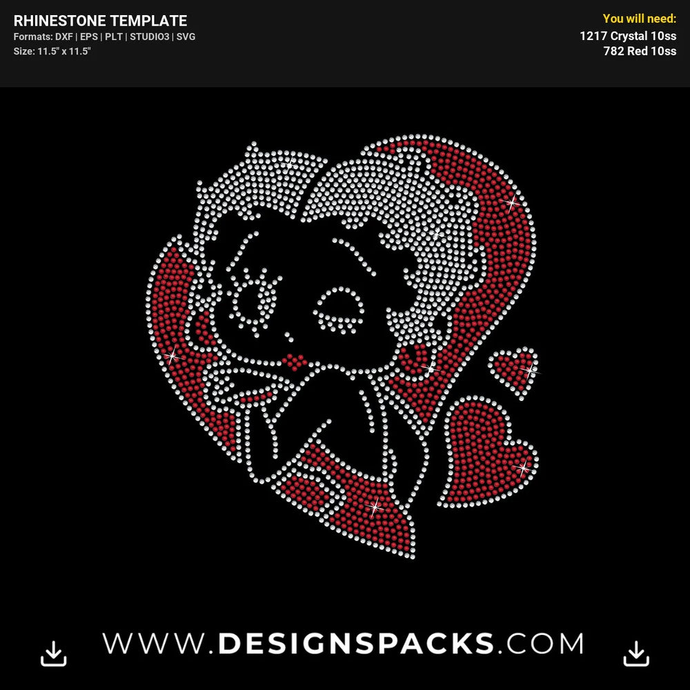 Betty Boop Heart Rhinestone Digital Template