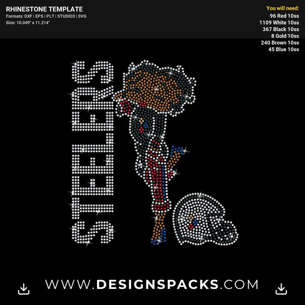 Betty Boop Steelers Rhinestone Digital Template