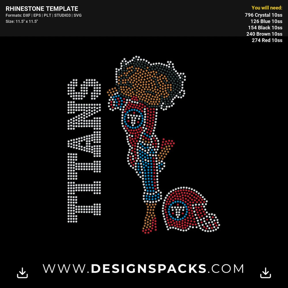 Betty Boop Titans Rhinestone Digital Template