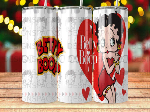 Betty Boop Vibrant Hearts Design Tumbler Digital Wrap Design