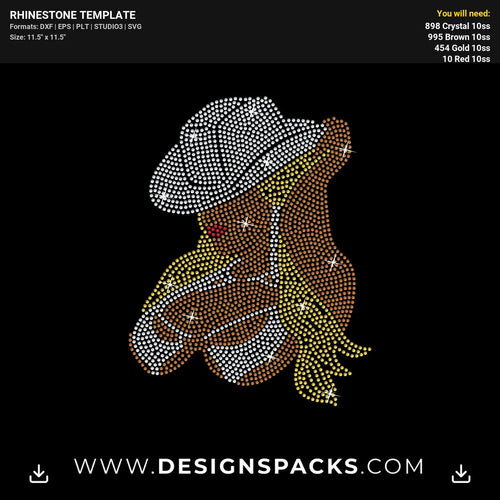 Beyonce Hat Face Rhinestone Digital Template